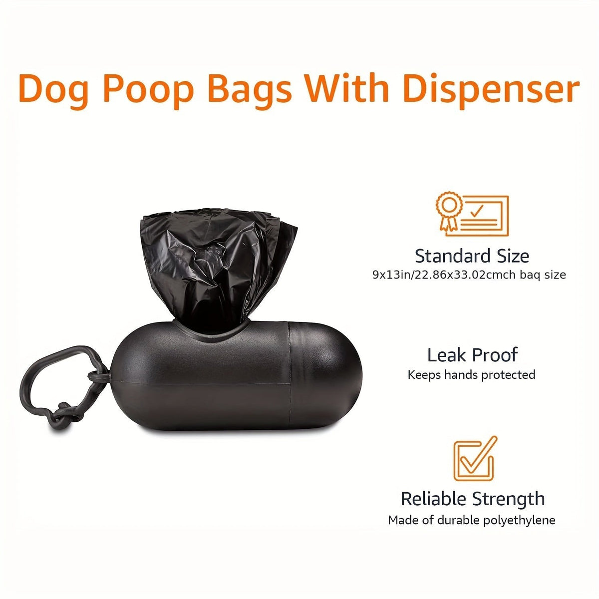 Dog Poop Bags with Dispenser 900 Count (60 Rolls) – Thick Leak-Proof Pet Waste Bags with D-Ring Clip for Leash & Keys, Easy-Tear Rolls for Dog Walking & Outdoor Use