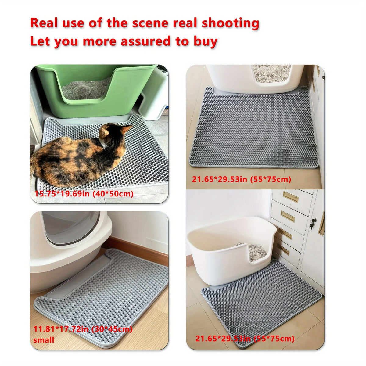 Cat Litter Mat with Double-Layer Filtration – Anti-Tracking Litter Trapping Mat Prevents Spills & Mess Outside the Box, Easy-Clean Waterproof Cat Litter Rug