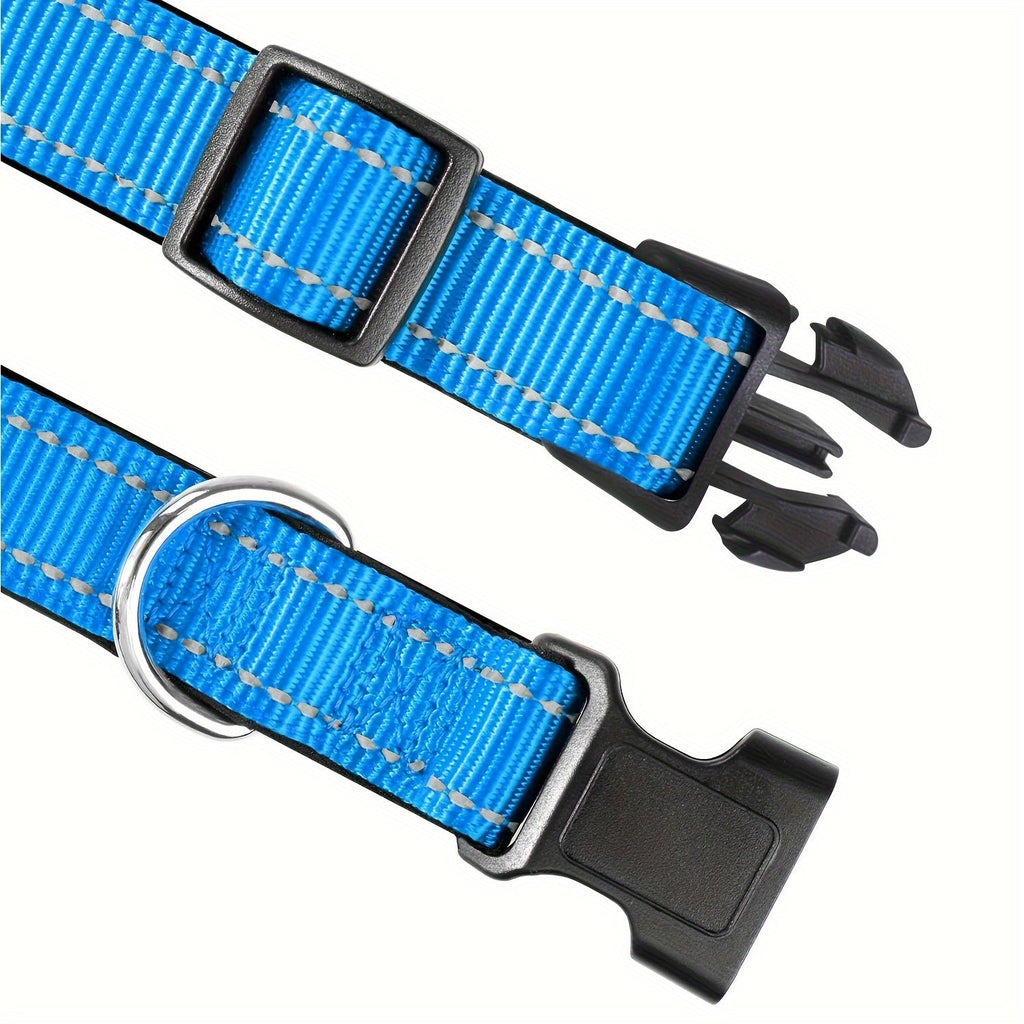 Reflective Neoprene Dog Collar with Comfort Padding - Adjustable Elastic Fit for Medium & Large Breed Dogs, Soft Padded Safety Collar for Training & Walking with High-Visibility Reflective Strip for Night Safety