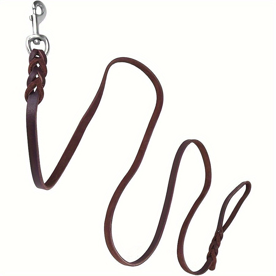 Leather Dog Training Leash Durable Cowhide Dog Running Walking Leash with Adjustable Slip Lead and Lobster Buckle for Running Hiking Training 47 71 83 Inch