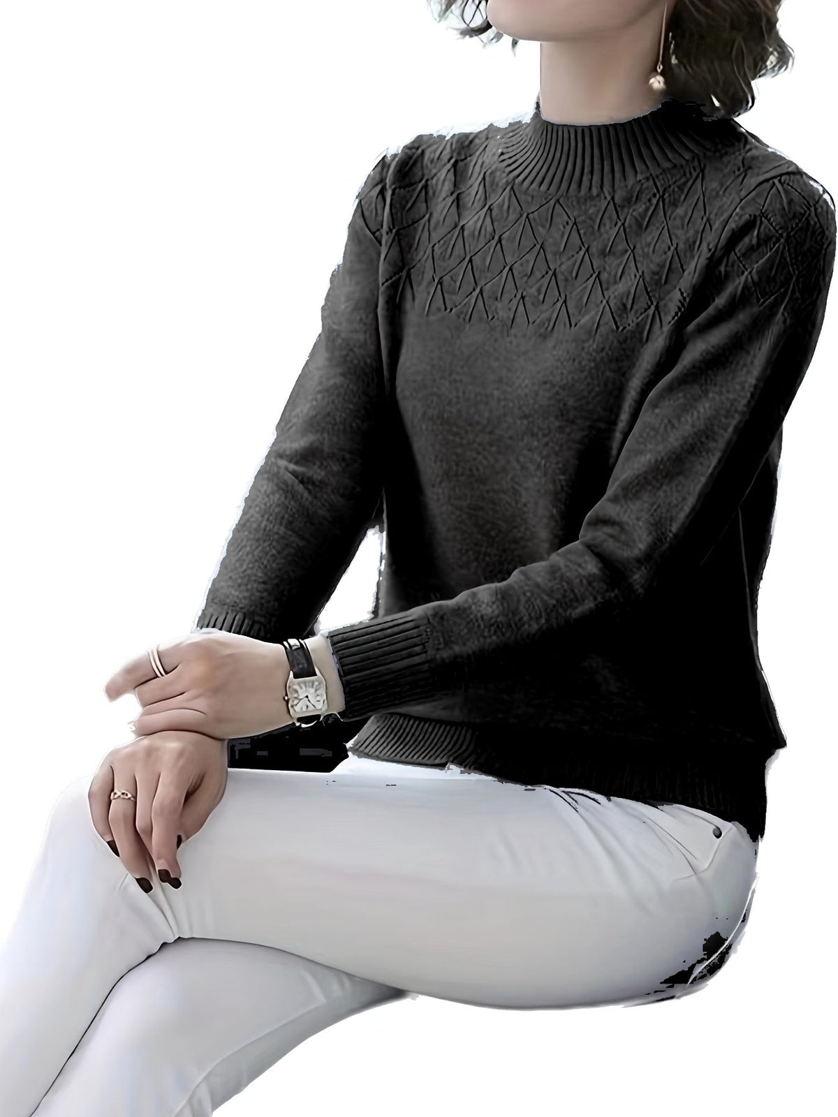 Viscose Sweater Pullover Women Plus Size Round Neck Long Sleeve Knit Top Spring Fall – Elegant Solid Color Stretch Casual Formal Shirt S-XXL