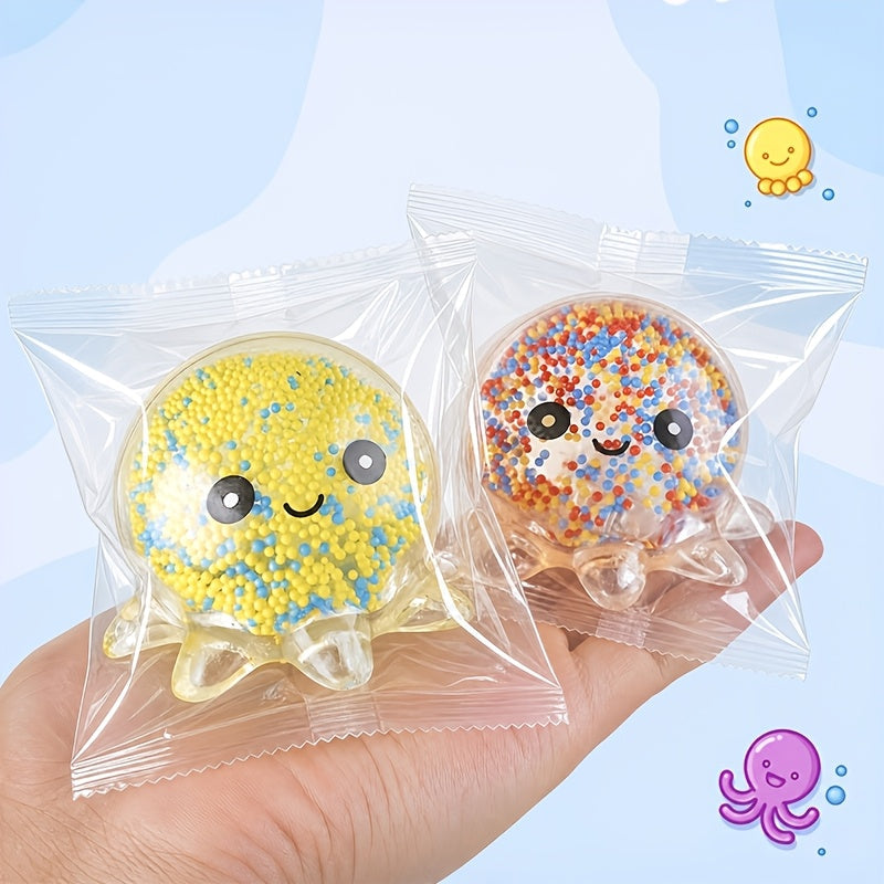 Cute Octopus Squishy Stress Relief Balls Colorful Bead Filled Sensory Squeeze Toys for Kids Adults Halloween Christmas Thanksgiving Stocking Stuffers Party Favors Random Colors 3 or 5 Pack