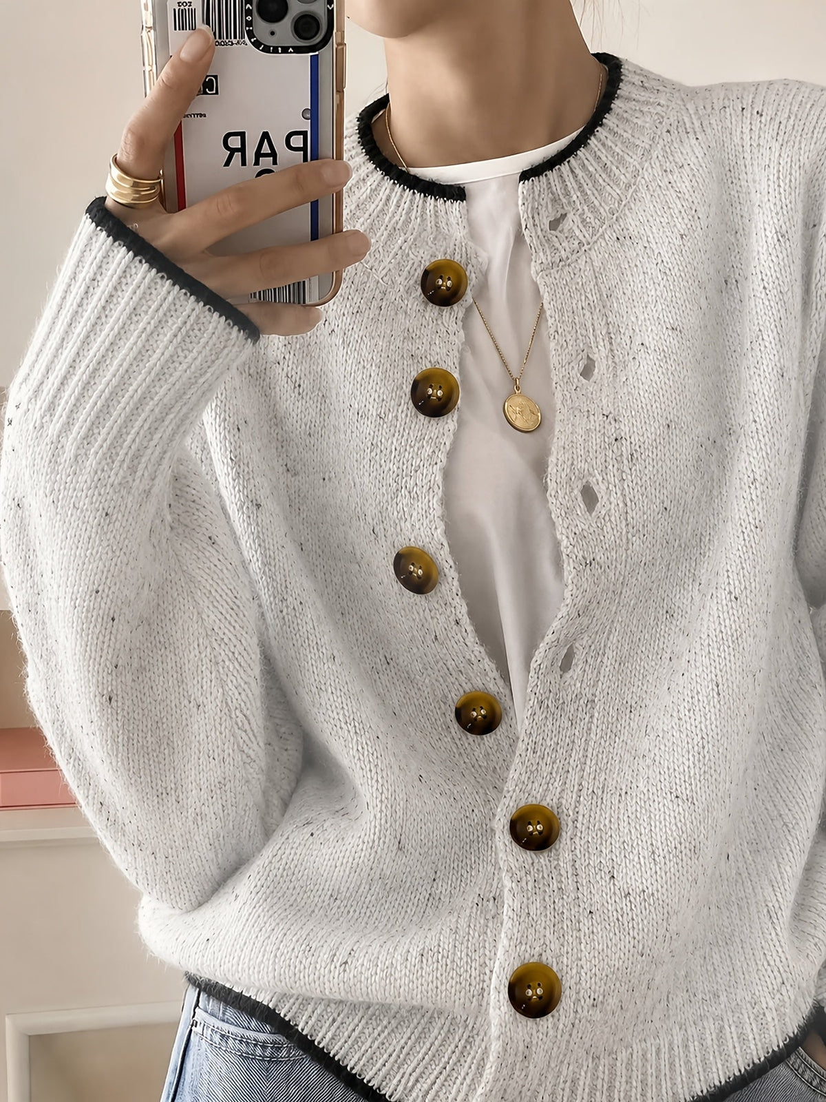 Casual Cardigan Women's Colorful Button-Front Long Sleeve Round Neck Knit Sweater | Lightweight Candy Dot Pattern Stretch Fabric Elegant Fashion Top S M L XL