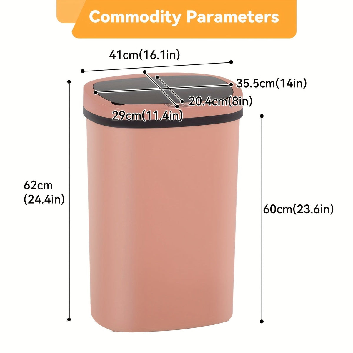 13 Gallon Touchless Trash Can 50L Automatic Motion Sensor Garbage Can Stainless Steel & Plastic for Kitchen Office Bedroom Living Room – 11 Colors