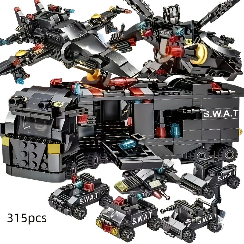 315 PCS SWAT Special Forces Vehicle Building Blocks Set – Military Robot Car Construction Toy for Boys – STEM Educational Brick Kit – Birthday Christmas Halloween Gift for Kids Ages 6-12