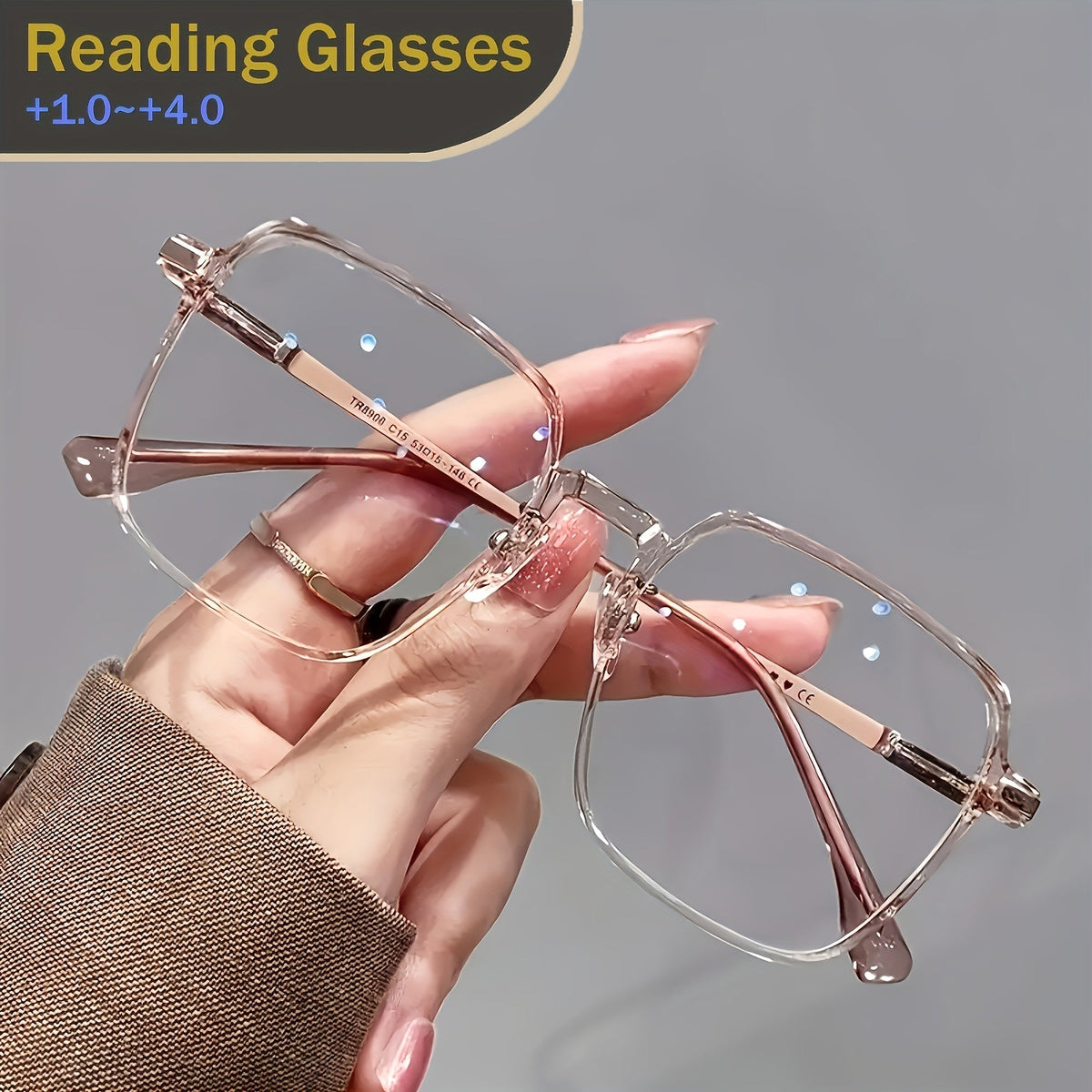 Oversized Blue Light Blocking Reading Glasses for Men & Women – Clear Lens Anti-Blue Light Computer Readers, Metal Spring Hinge, +1.0 to +4.0 Diopters, 4 Colors