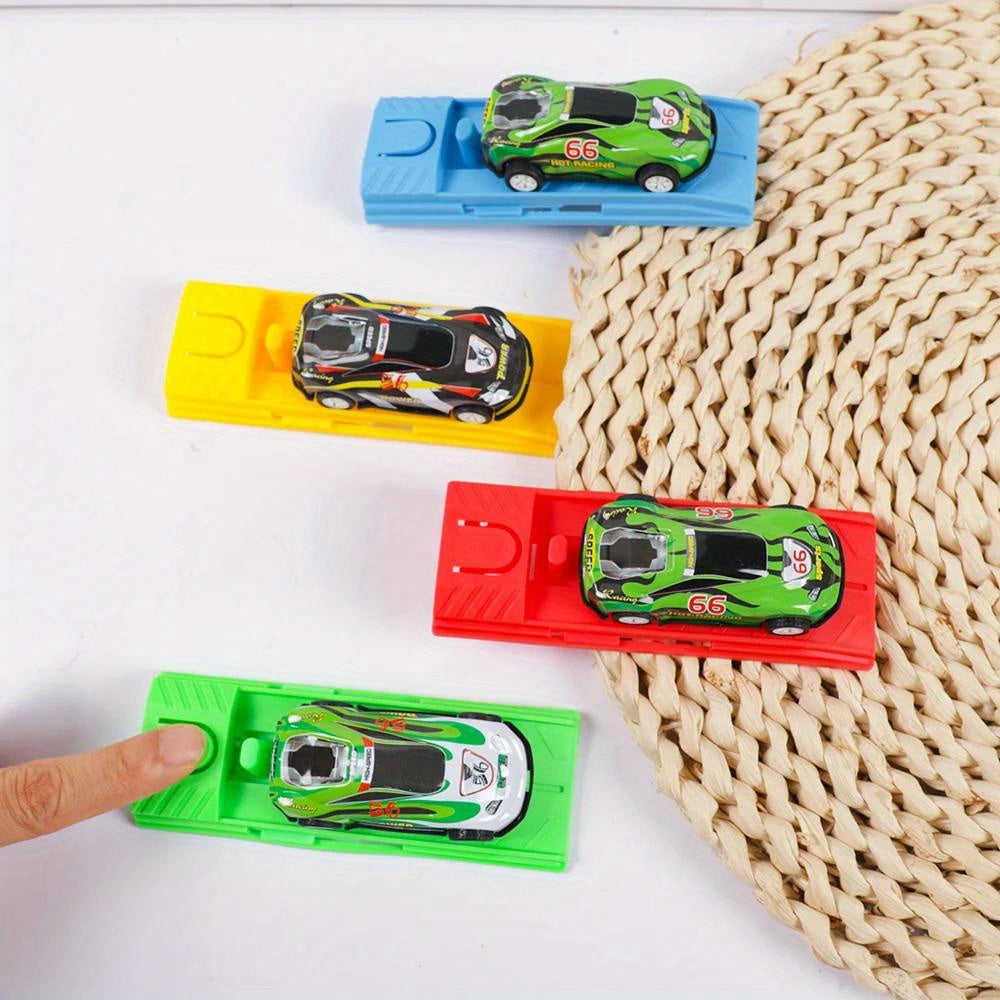 Alloy Die-Cast Shooting Flying Racing Car Toys for Kids – 6-Pack Mini Metal Pull-Back Launch Cars, Birthday Party Favors, Pinata Fillers & Goodie Bag Stuffers for Boys | Random Colors