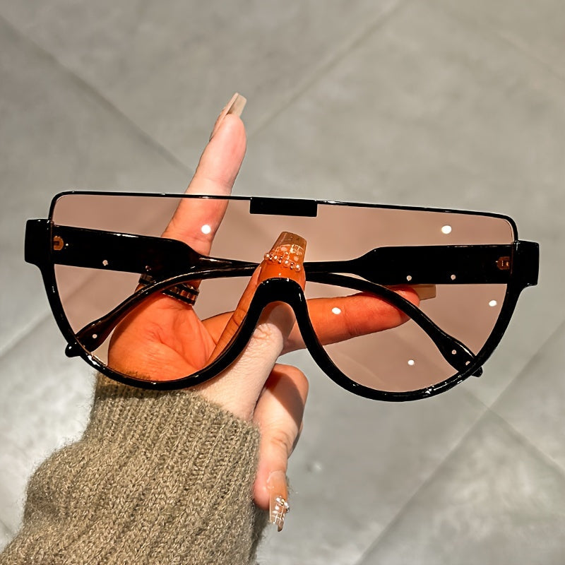 Oversized Semi-Circular Sunglasses for Men & Women – UV Protection, Glare-Resistant Lenses, 5 Colors – Trendy Unisex Shades for Travel, Beach & Daily Wear