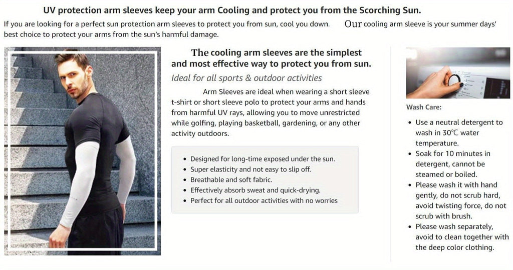 UV Cooling Arm Sleeves 6 Pairs UPF 50+ Sun Protection – Breathable Nylon Cooling Sleeves for Golf, Fishing, Cycling, Hiking & Driving (2 Black + 2 Gray + 2 White)