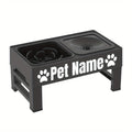 Elevated Dog Bowls with Adjustable Stand - Custom Slow Feeder & Spill-Proof Water Bowl for Small Medium Large Dogs - Raised Dog Bowl Set with Personalized Font Options, Black or Gray