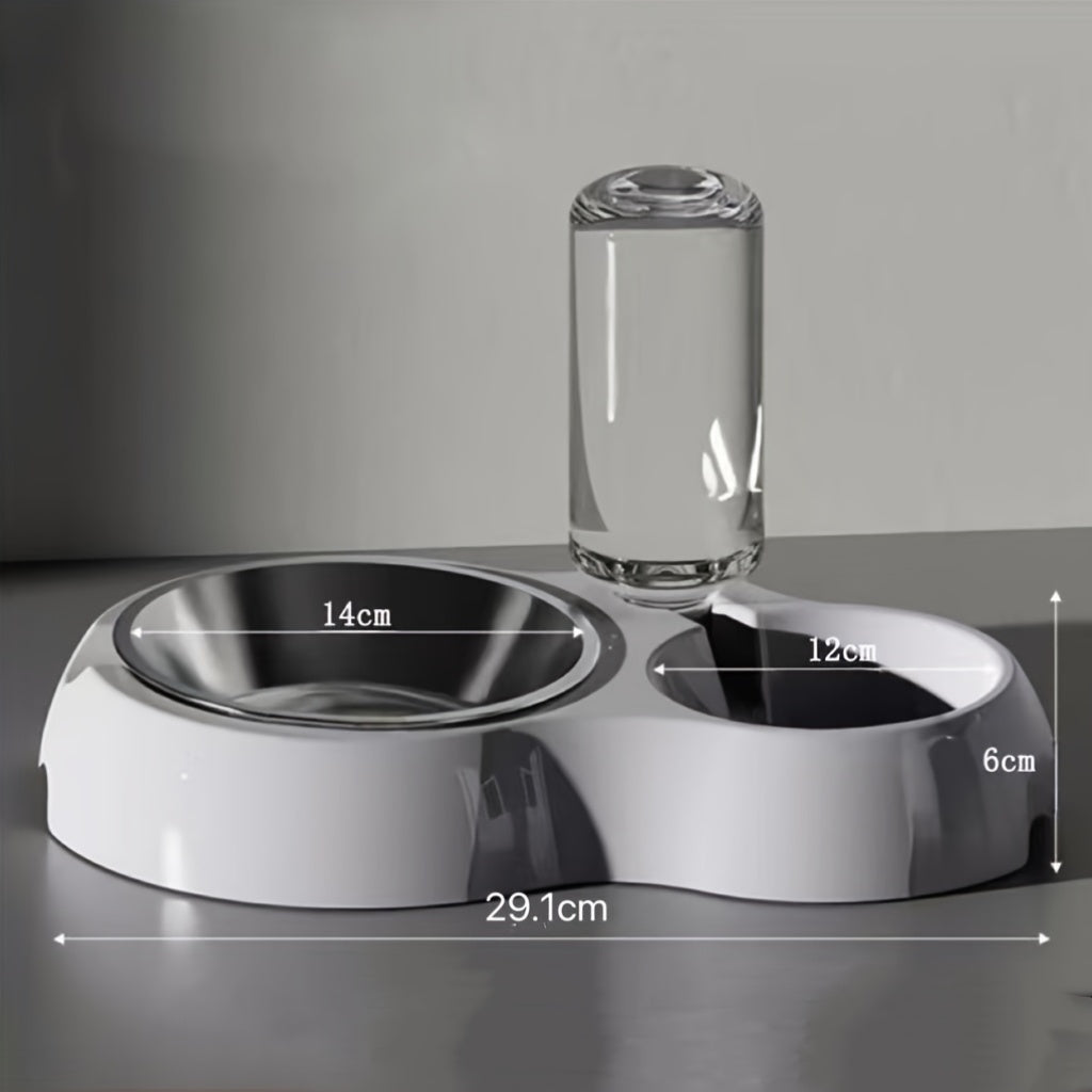 Automatic Pet Water Dispenser and Food Bowl Set for Cats and Small Dogs - Dual-Use Non-Slip Feeding Station with Durable PP Material, Easy-Clean Space-Saving Design, No Battery Required