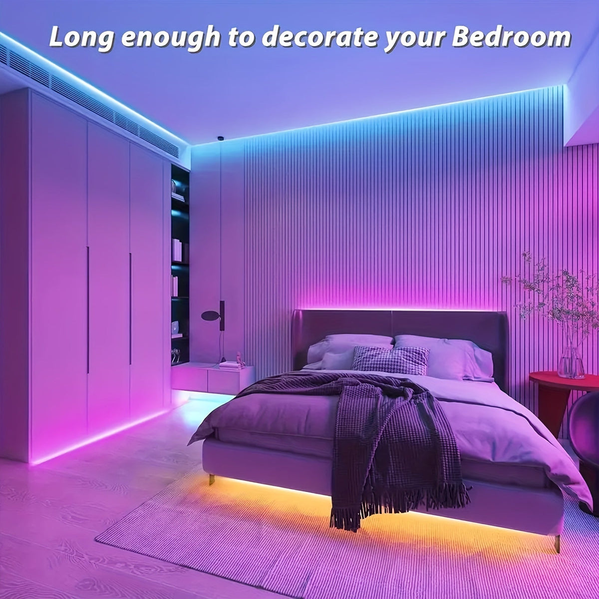 100ft LED Strip Lights Color Changing with 44-Key Remote & Power Supply – RGB LED Light Strip for Bedroom, Living Room, Festival, Wedding, Carnival & Party Decoration – 30M Indoor Ambiance Lighting
