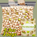 Natural Shell-On Pistachios Individually Wrapped Snack Bags 3 Pack x 5.3oz Ready-to-Eat Protein Snack Gluten-Free Vegan