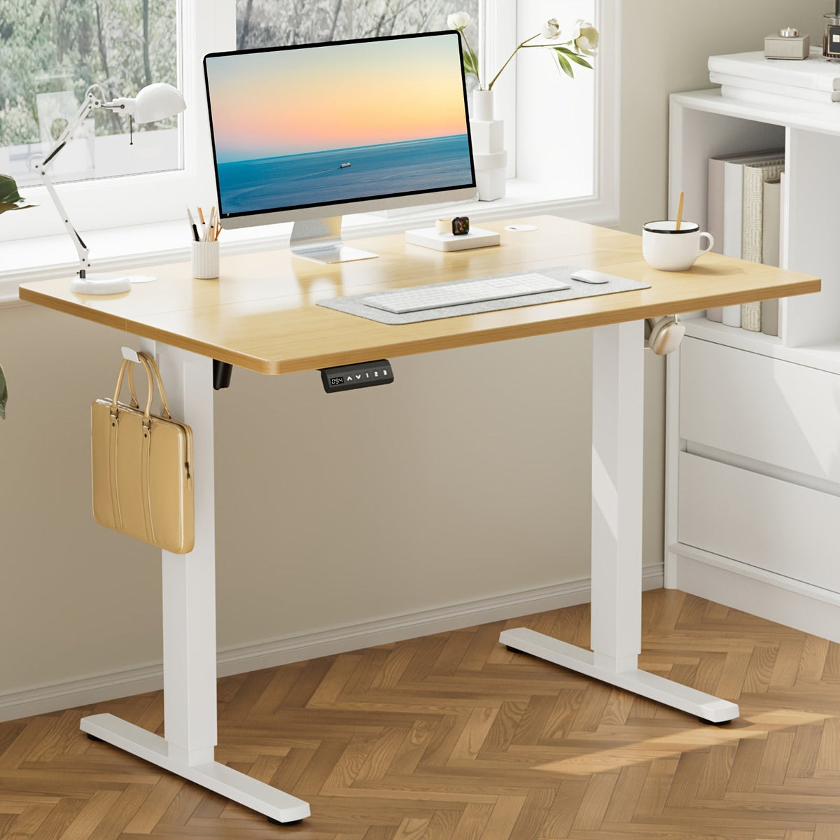 Electric Standing Desk Adjustable Height 40 48 55 63 Inch – Sit Stand Up Desk with Memory Controller & Anti-Collision, Ergonomic Home Office Gaming Workstation, Multiple Colors & Sizes