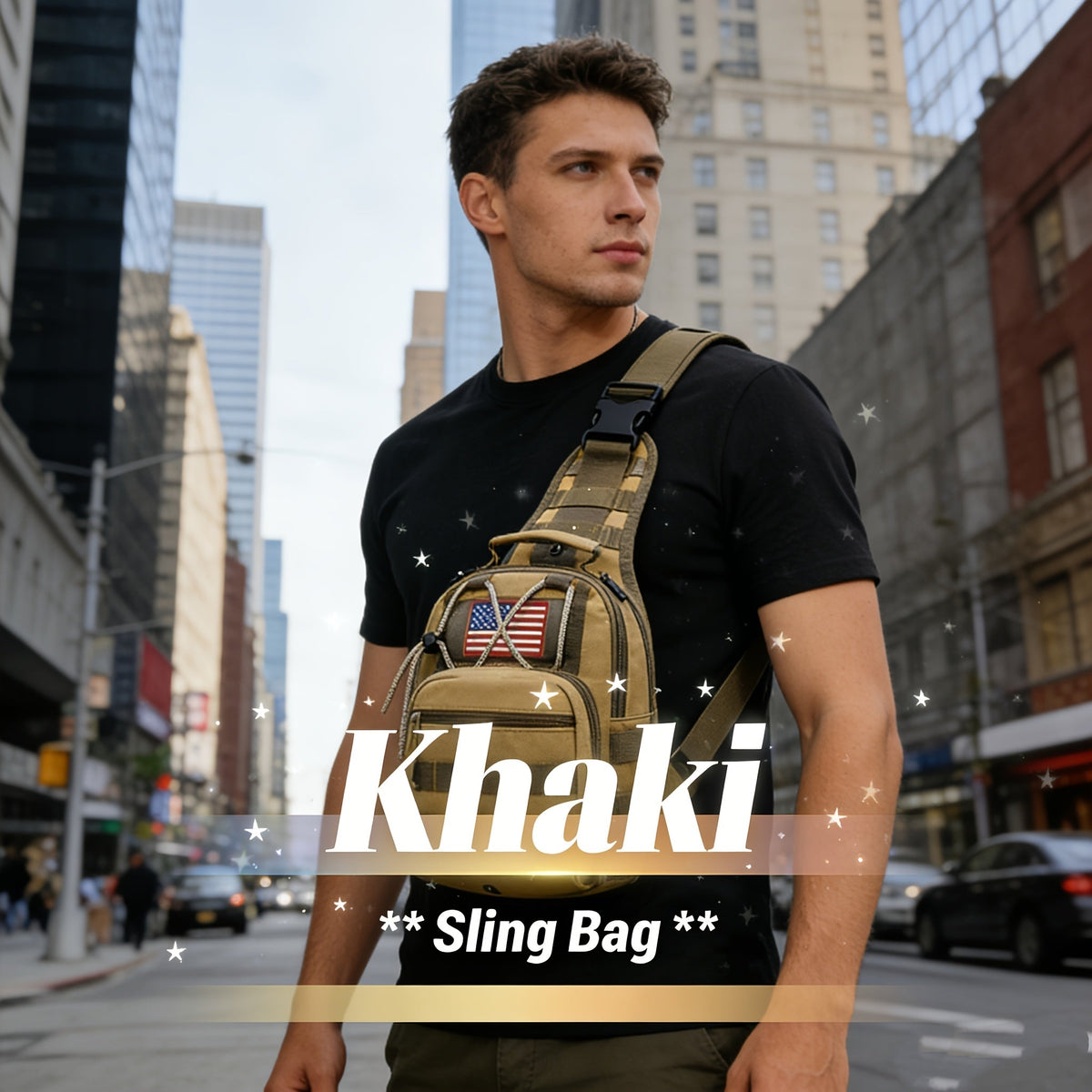 Tactical Sling Backpack – Lightweight Crossbody Daypack for Cycling, Hiking, Travel & Daily Use, Multiple Colors with Flag Patch Option