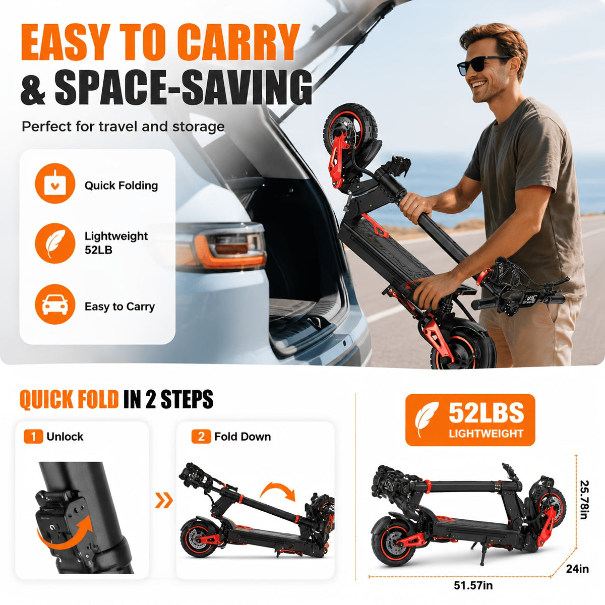 J15MAX 1600W All-Terrain Electric Scooter with Removable Seat, 11-Inch Off-Road Tires, Full Suspension, Foldable Frame, Double Disc Brakes, LCD Display - City & Off-Road Adult E-Scooter