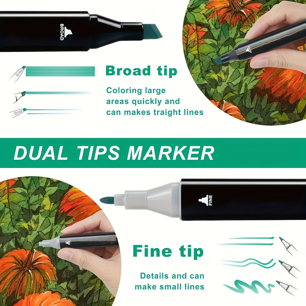 Dual Tip Art Markers Set 45 to 262 Colors with Stand Option – Artist Alcohol Markers for Adult Coloring Drawing Sketching Illustration Manga and Painting Supplies