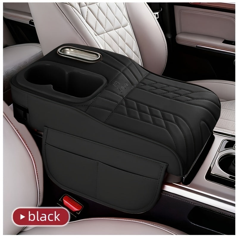 Car Center Console Tray Organizer Raised Design Tissue Box Holder Cup Holder Non-Slip Storage Mat Universal Fit 6 Colors Black Orange Red Brown Beige