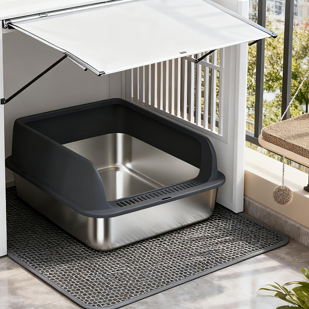 Stainless Steel Cat Litter Box Odor-Proof High-Sided Metal Litter Tray – Non-Stick Leak-Proof Easy Clean Indoor Cat Toilet for Large Medium Small Cats, Multiple Sizes & Colors