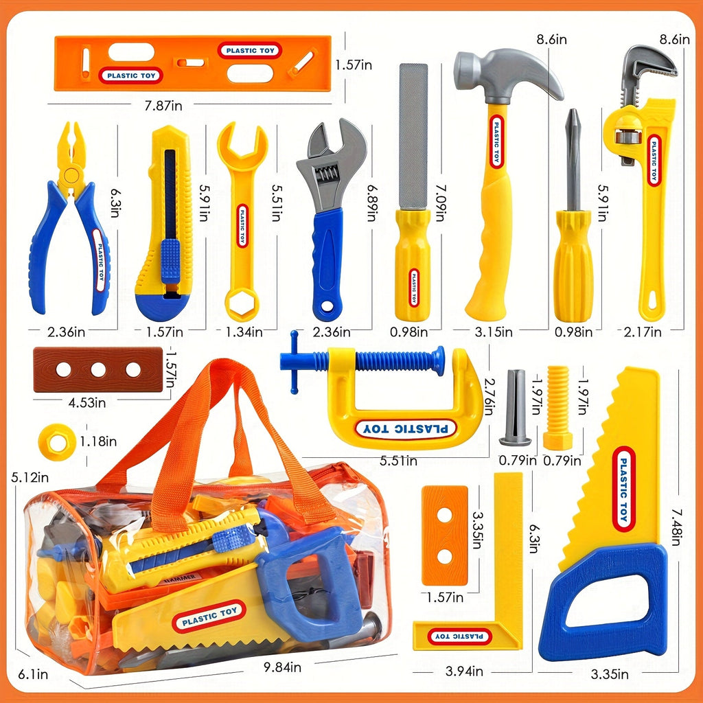 Kids Toy Tool Box Set 10 19 or 30 Piece Simulation Screwdriver Tool Kit Pretend Play Construction Toys for Boys Girls Toddlers STEM Learning Home Role Play Birthday Gift Random Color