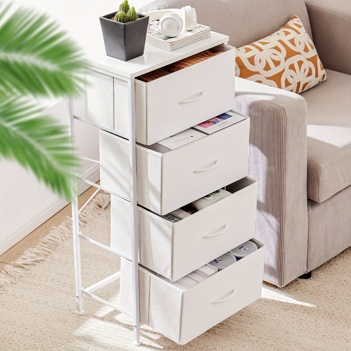 Drawer Cabinet with Metal Frame & Hardwood Top – Home Office Storage Organizer, 2 to 10 Drawers, Assembly Required – White, Grey, Black, Rustic Brown – Bedroom, Living Room & Office Filing Cabinet