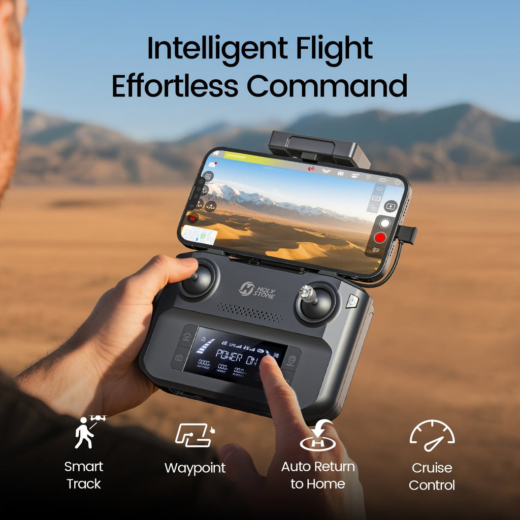 Holy Stone HS600D Professional Drone with 1/2" Sony CMOS Camera 4K HDR Video 3-Axis Gimbal – 6KM Transmission, 80-Min Flight, Level-6 Wind Resistance, AI Smart Track, Auto Return for Adults
