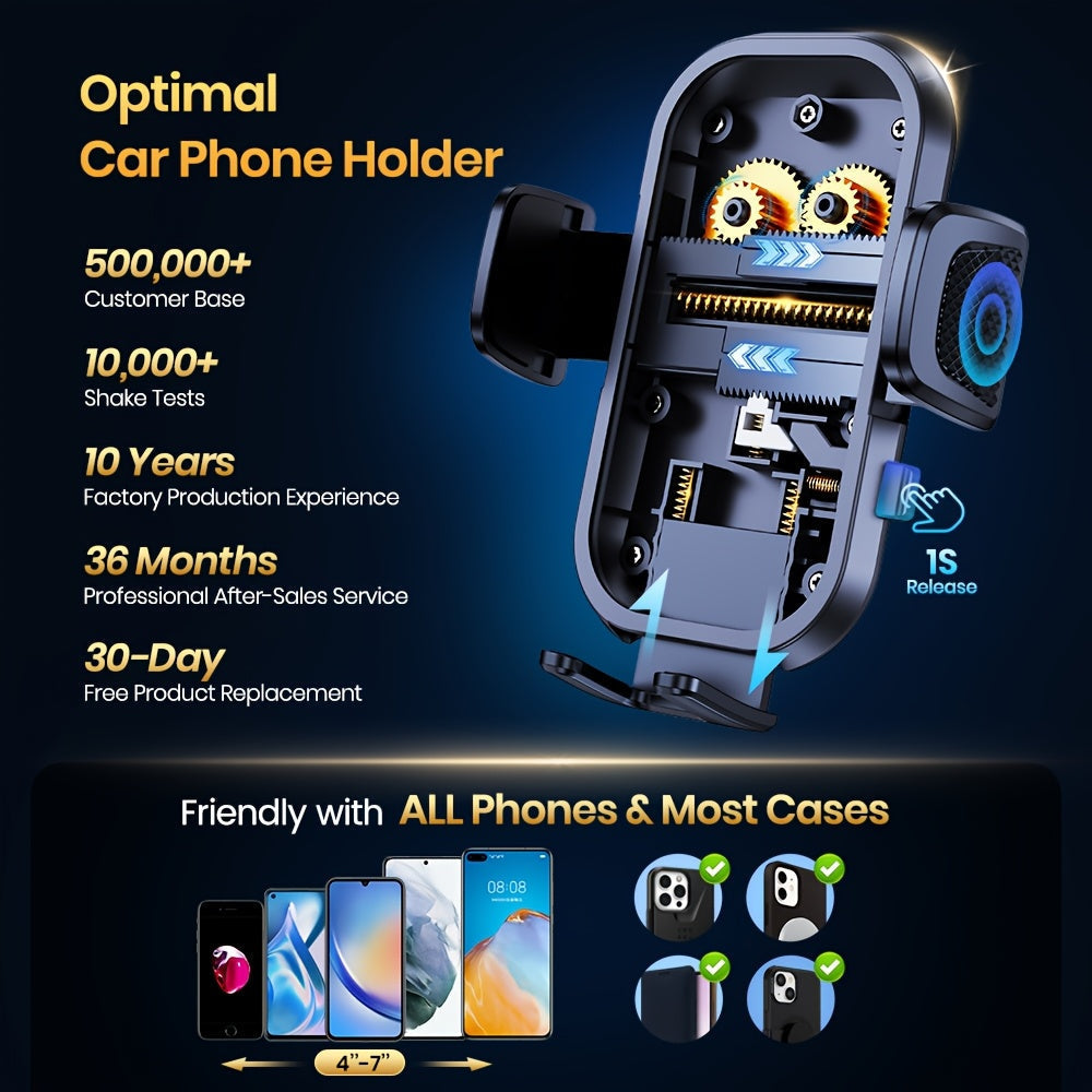 TOPK Upgraded Car Phone Holder Dashboard Mount Universal Hands-Free Cell Phone Car Mount for iPhone 17 16 15 Samsung Galaxy and All Android Smartphones Secure Dash Mount Black