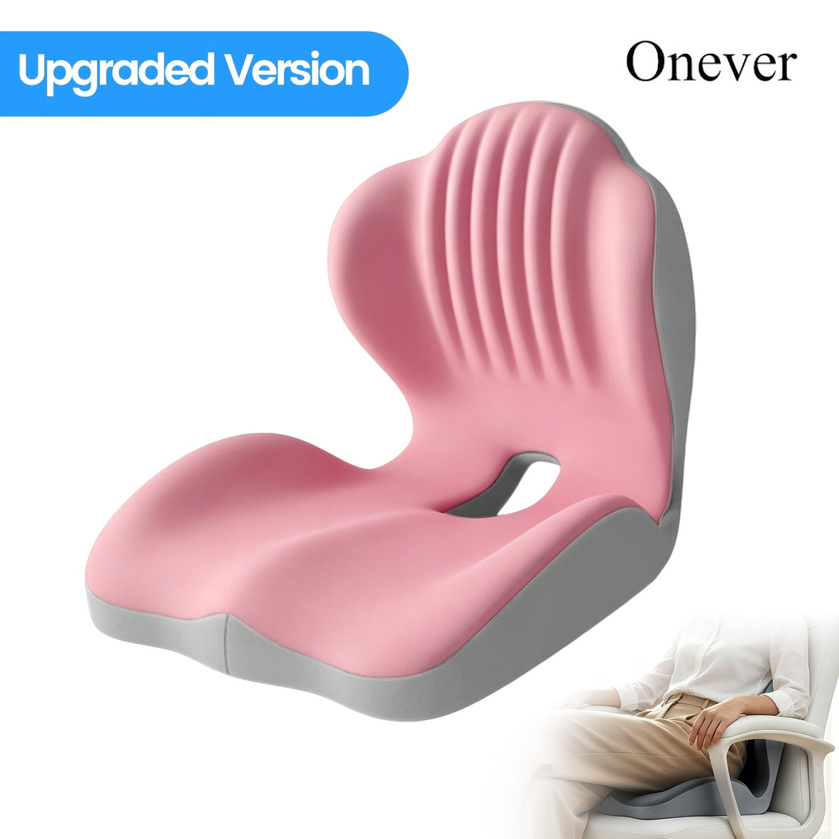 Ergonomic Memory Foam Seat Cushion with Back Support & Breathable Hollow Design – Comfortable Coccyx Cushion for Office Chair Car Seat Long Sitting Unisex