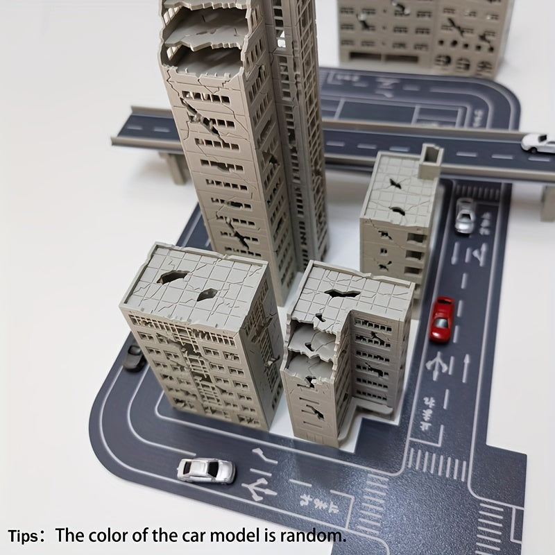 1:300 Scale War Damage House Building Scene Model Set - Plastic Battle Damage Urban Street Layout for N HO Train Diorama, Wargaming & Architectural Model | Miniature Scene Display