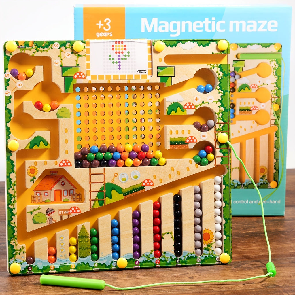 Magnetic Maze Walking Beads Toy – Mushroom Style, Color Sorting & Focus Training, Brain Development Game for Kids, Birthday Halloween Christmas Gift