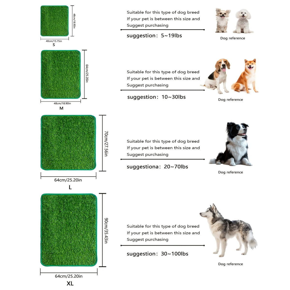Dog Potty Training Grass Pad – Simulated Artificial Turf Dog Toilet Mat for Indoor & Outdoor Use, Non-Slip Easy-Clean Pet Lawn Poop Tray for Small Medium Large Dogs, Apartment Balcony Backyard