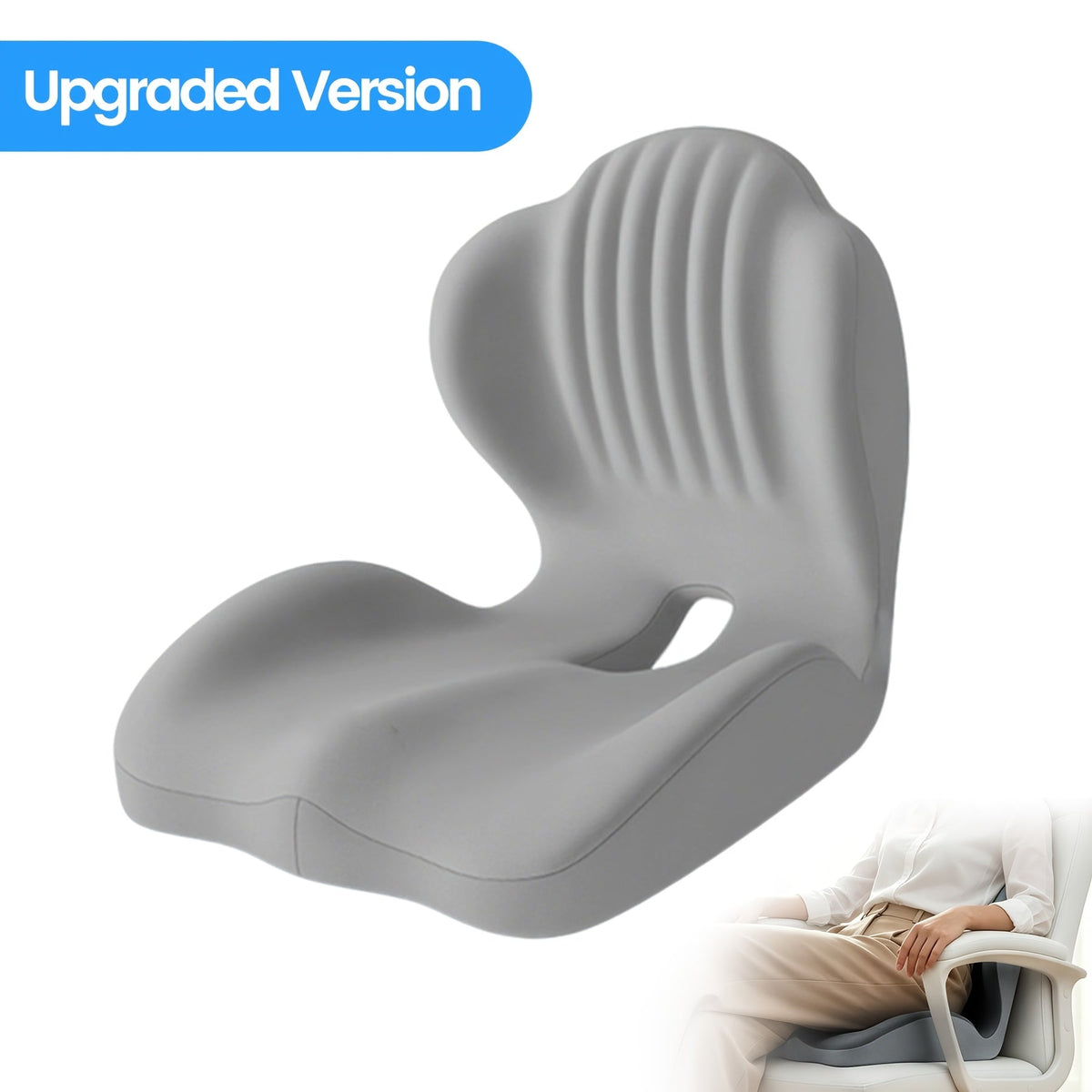 Ergonomic Memory Foam Seat Cushion with Back Support & Breathable Hollow Design – Comfortable Coccyx Cushion for Office Chair Car Seat Long Sitting Unisex