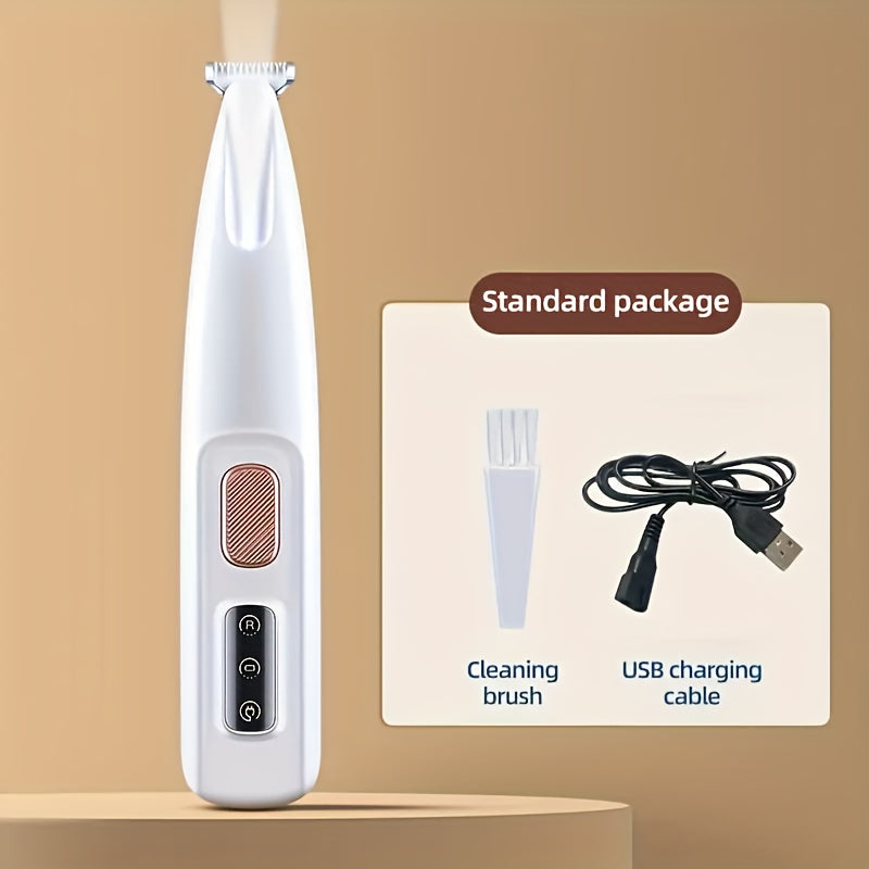 Pet Grooming Electric Clipper USB Rechargeable with LED Light - Low-Noise Dog & Cat Paw Trimmer for Paws, Eyes, Ears, Face & Body, Multi-Functional Cordless Pet Hair Clipper for Home Grooming