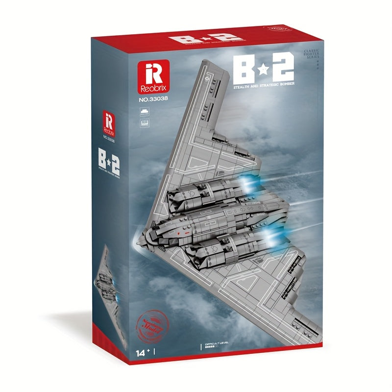 1977pcs B-2 Spirit Stealth Bomber Building Block Set - Military Aircraft Model Bricks Kit, Creative Home Decor Display Piece | STEM Gift for Adults Teens Boys Birthday Holiday