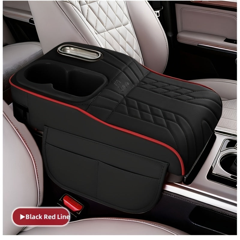 Car Center Console Tray Organizer Raised Design Tissue Box Holder Cup Holder Non-Slip Storage Mat Universal Fit 6 Colors Black Orange Red Brown Beige