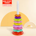 Rainbow Spinning Stacking Tower Toy for Toddlers – 10-Piece Rotating Ring Toss Matching Game for Color Recognition & Cognitive Development | Multicolor Educational STEM Gift for Kids Ages 1-3