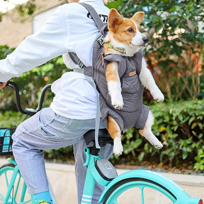 Pet Front Carrier Backpack for Small & Medium Dogs - Hands-Free Legs Out Dog Chest Carrier, Adjustable Hiking Cycling Dog Carrier, One Size Fits All, 5 Colors: Pink, Green, Black, Beige, Grey