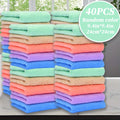 40-Pack Cleaning Cloths Soft Absorbent Household Rags 9.4x9.4 Inch | Multi-Purpose Square Towels Kitchen Bathroom Car Cleaning | Reusable Washable Random Colors | Bulk Value Pack | Gift for Mom