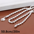 925 Silver Plated Twisted Rope Chain Necklace Unisex Stainless Steel Simple Tribal Style 18-30 Inch - Daily Party Wear All Season Jewelry Gift for Men Women Valentine's Day