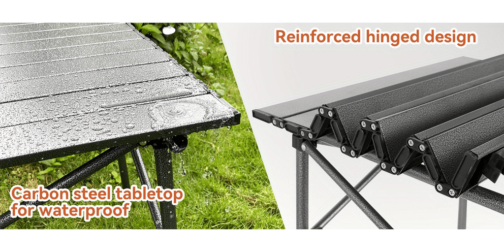 Portable Folding Camping Table Lightweight Collapsible Outdoor Table with Carry Bag Sturdy Legs Large Flat Surface for Picnic BBQ Beach Hiking Tailgating Compact Durable Design Size L and XL