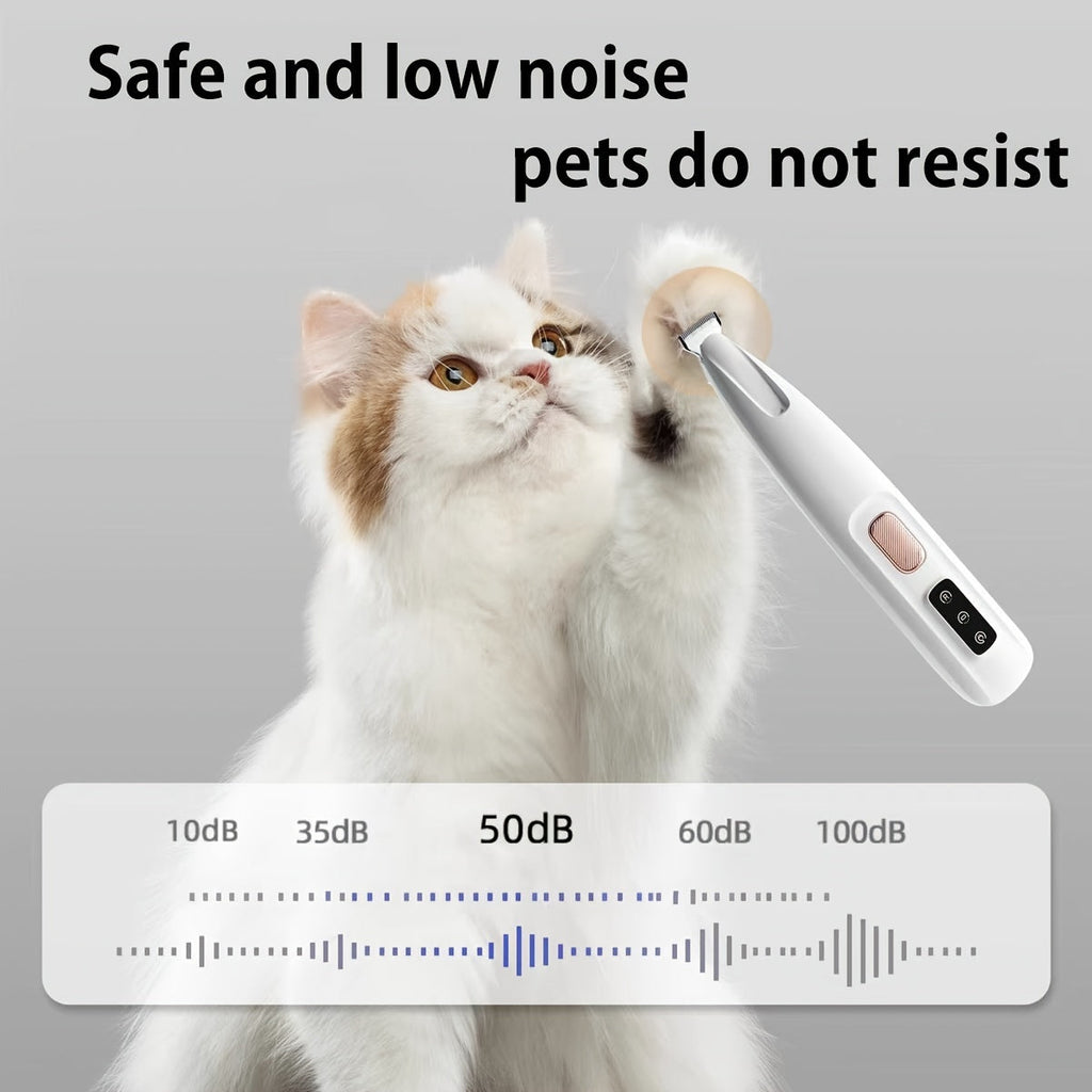 Multifunctional Pet Hair Clipper with LED Light USB Rechargeable - Low Noise Electric Dog & Cat Grooming Trimmer for Paw, Eyes, Ears, Face & Butt, Precision Cordless Pet Fur Remover for At-Home Grooming