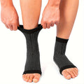 3 Pairs Open Toe Compression Socks for Men & Women Ankle Heel Brace Breathable Athletic Socks for Running Hiking Cycling Everyday Wear S-XL