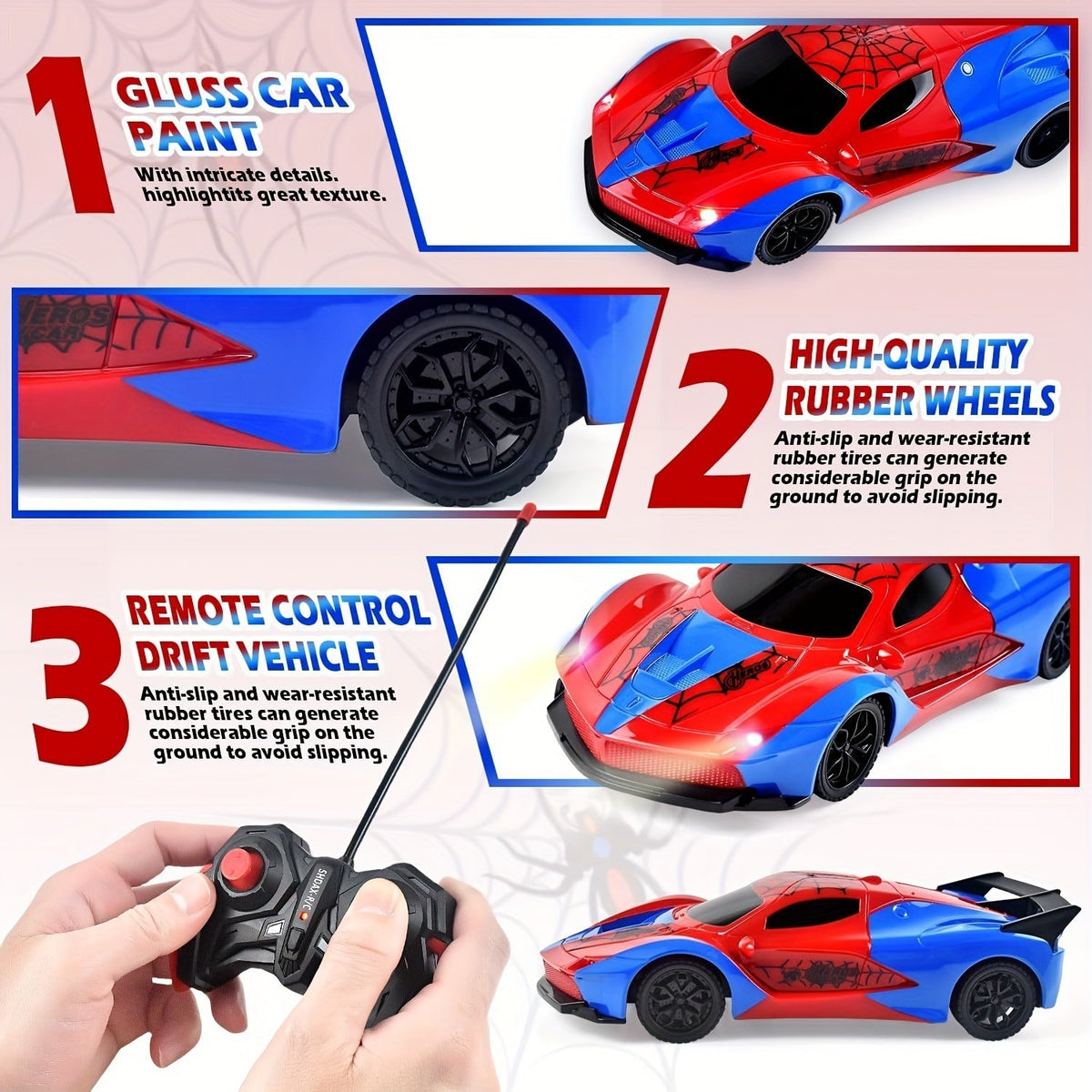 Remote Control Car Toy for Kids – Fast RC Car Gift for Boys Girls, Electric 2.4GHz Off-Road Radio Controlled Vehicle, Fun Outdoor Indoor Racing Toy, Birthday Christmas Gift for Children Ages 4 5 6 7 8+