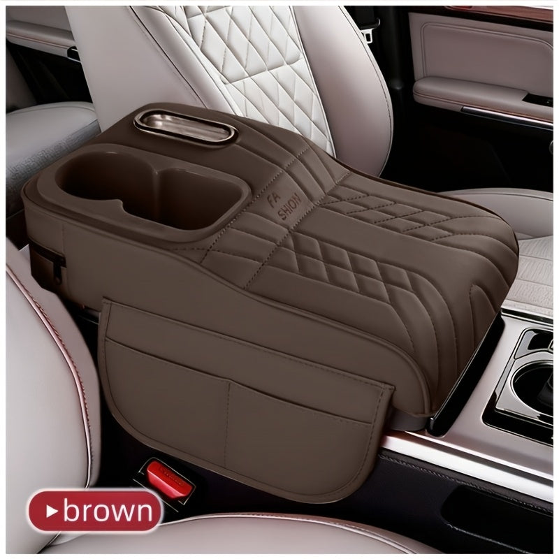 Car Center Console Tray Organizer Raised Design Tissue Box Holder Cup Holder Non-Slip Storage Mat Universal Fit 6 Colors Black Orange Red Brown Beige
