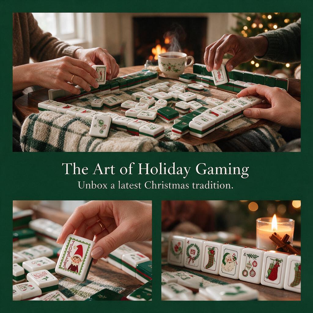 American Mahjong Set 160pcs Premium Acrylic Tiles with Holiday Festive Prints – Table Game for Christmas Party, Halloween, School Events & Social Gatherings