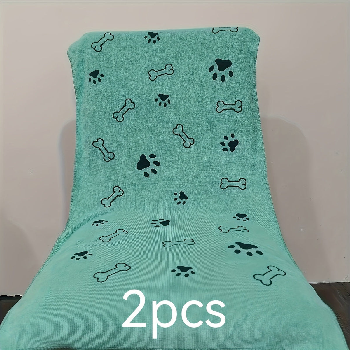 2-Pack Super Absorbent Microfiber Pet Towels for Dogs & Cats – Extra Large 20x40 Inch Quick-Dry Bath Towels with Cute Paw Print Design, Soft Post-Bath Drying Towel Set for Puppies and Kittens