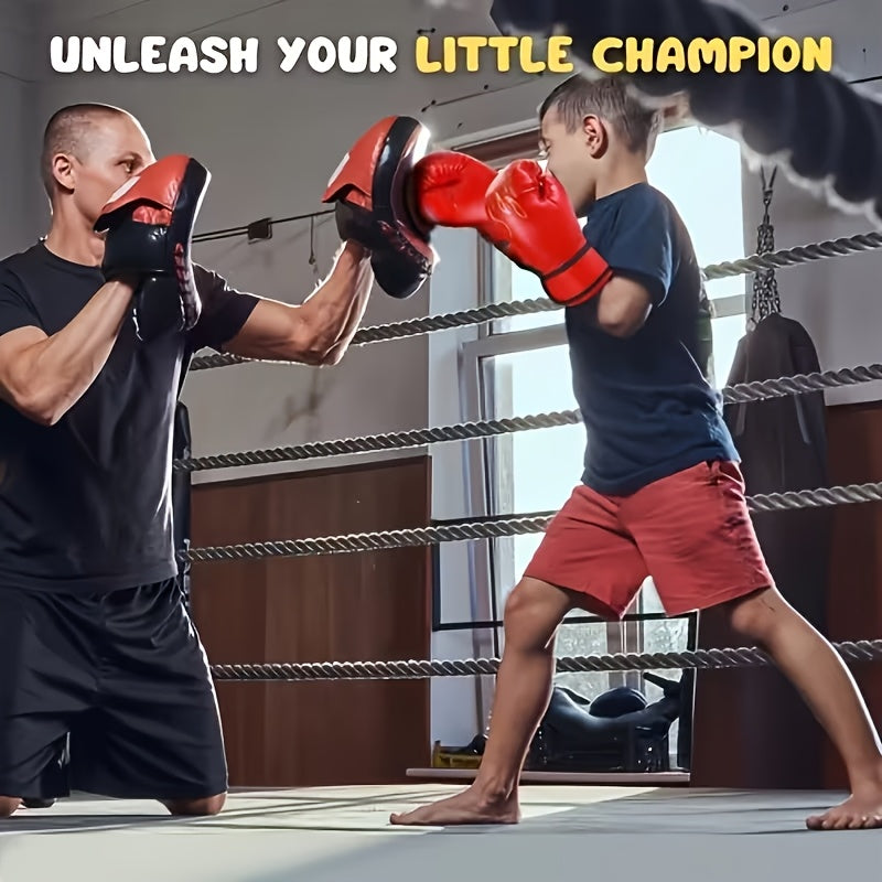 Kids Boxing Gloves for Boys & Girls – Flame Design Youth Training Gloves for Punching Bag, Kickboxing, MMA, Sparring & Thai Boxing, Beginner Junior Sports Gift (Flame Red / Flame Blue)