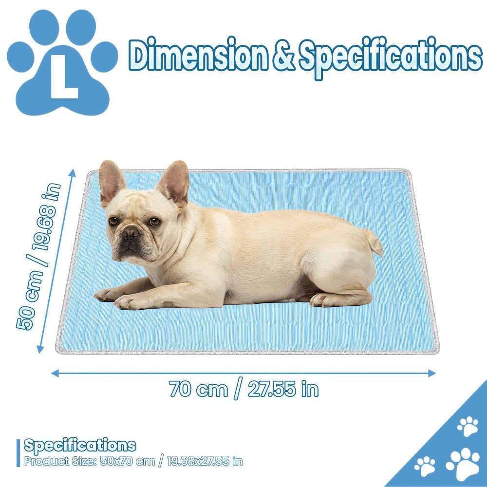 2026 Upgraded Summer Pet Cooling Mat - Ice-Cool Sweat Absorbent Sleeping Pad for Cats & Dogs, Keeps Pets Cool All Summer, 3 Sizes M/L/XL for Small Medium & Large Pets (Blue)
