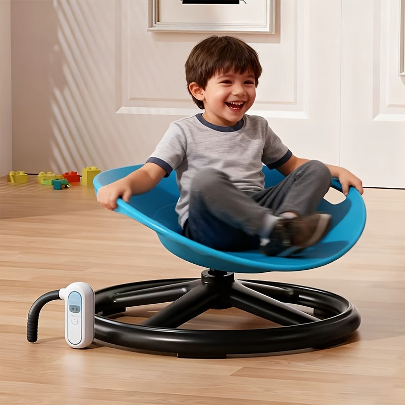 Sensory Spin Chair for Kids with Autism ADHD – Oval Eggshell Spinning Stool Anti-Slip Metal Base, Vestibular Sensory Integration Therapy Equipment for Home & Classroom (Blue/Orange)