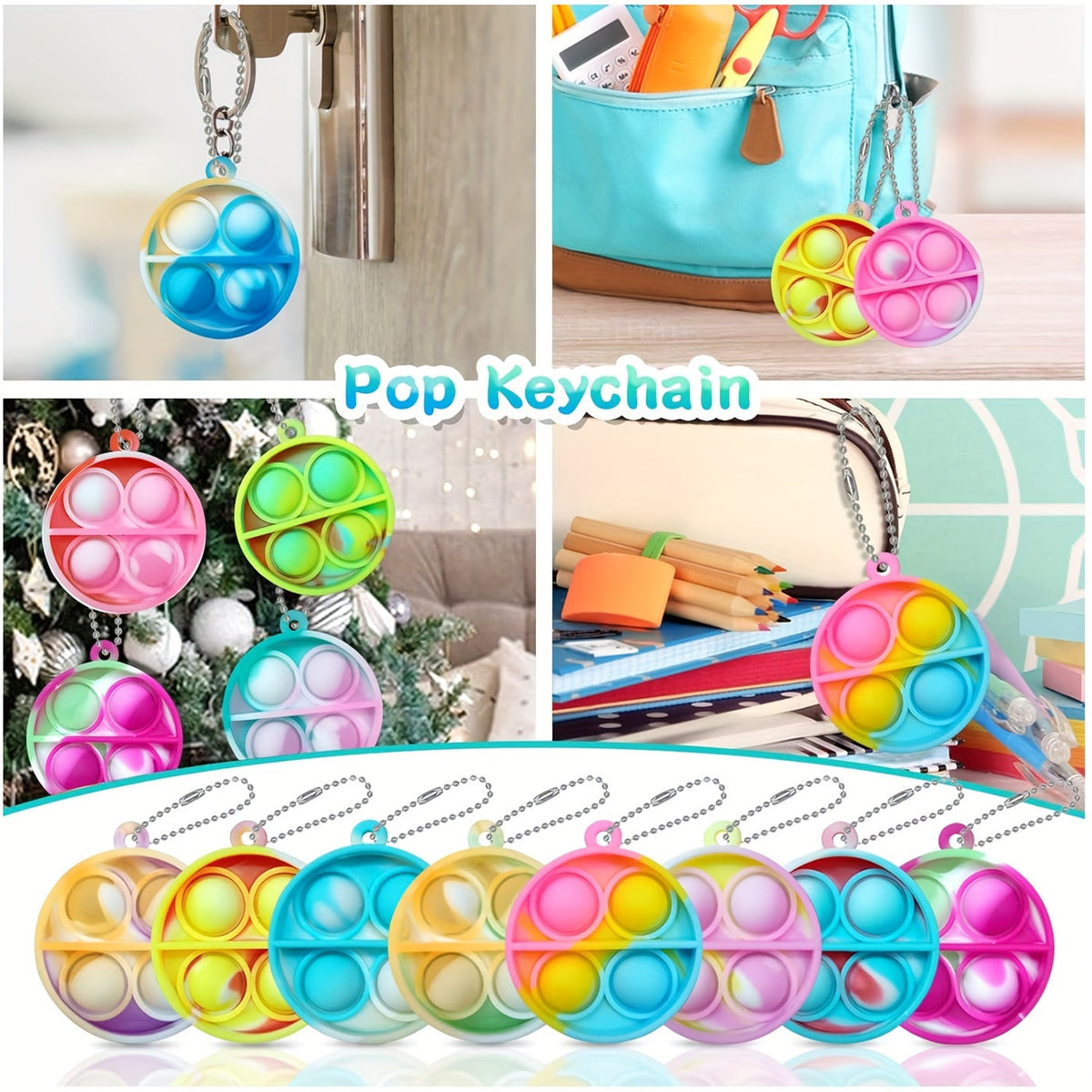 Mini Pop Bubble Fidget Sensory Toys 40 Pack - Push Bubble Stress Relief Toy for Kids, Assorted Random Colors, Classroom Prize Box Stuffers, Birthday Party Favor Goodie Bag Fillers, Anxiety Relief Toy